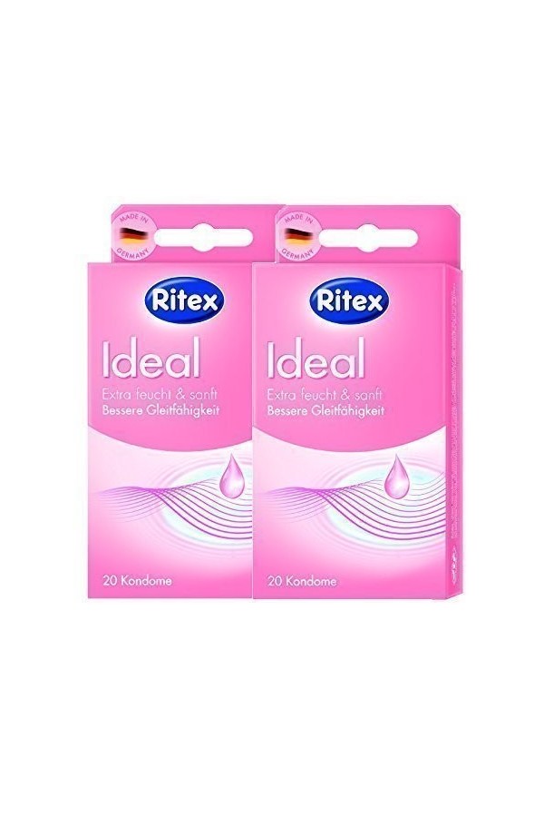 40 2 x 20 RITEX Préservatifs idéales - préservatifs supplémentaires humides