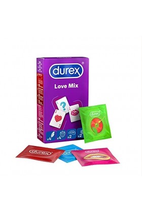 Durex Love Mix Lot de 4 paquets de 12 préservatifs variés avec 48 préservatifs pour des expériences sensuelles