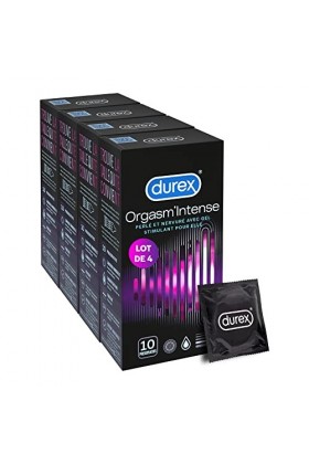 Durex - Préservatifs Orgasmintense Extra Lubrifiés Stimulants et Texturés - Avec Gel Desirex 40 Préservatifs 