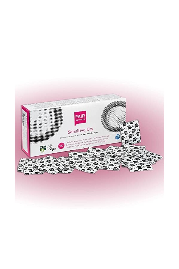 FAIR SQUARED Boîte de 100 préservatifs équitables - Préservatifs végétaliens 100pcs fabriqués à partir de caoutchouc naturel