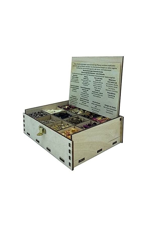 Heilkräuter Manufaktur Boîte de fumage avec 12 variétés de mélange de fumage sensualité et amour 14 x 10 x 4 cm