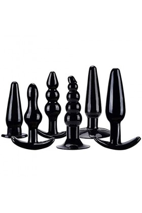HUNTVE 6-in-1 Perles Annál en Silicone Souple Boules Plūg Débutant Jouets Féminins Fournitures Noir 