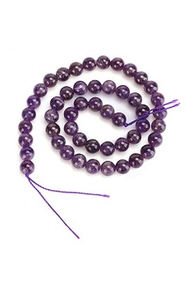 Perles De Pierre Rondes Naturelles Brins Lisses Violet Foncé énergie Pierre Puissance Perles Bricolage Artisanat Bracelet Col