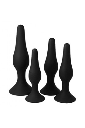 YUEGOO Ğø-Dể 4 Tailles Différentes de Produits Portatifs En Silicone Noir Pour Hommes Et Femmes Ḁṉ&Ḁl Ṕlṳ&G Ḁṉ&Ḁlḙ Fḙm-Mḙ Ṕrô