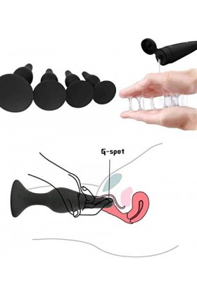 YUEGOO Ğø-Dể 4 Tailles Différentes de Produits Portatifs En Silicone Noir Pour Hommes Et Femmes Ḁṉ&Ḁl Ṕlṳ&G Ḁṉ&Ḁlḙ Fḙm-Mḙ Ṕrô