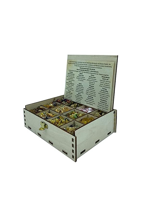 Heilkräuter Manufaktur Boîte de fumage avec 12 variétés de mélange de fumage sensualité et amour 14 x 10 x 4 cm