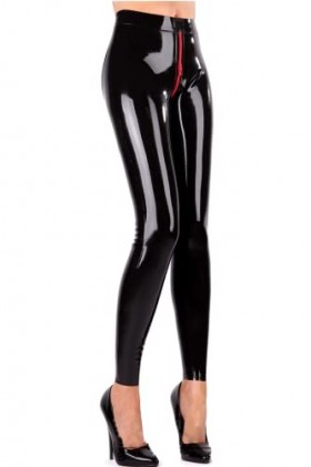 Leggings en Latex 3D Hanches Cut Crotch Zip Latex Femmes Pantalon Skinny