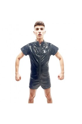 ZUYPSK Combinaison en cuir verni pour homme - Combinaison longue - Combinaison en cuir verni - Pour fête - Taille M - Noir