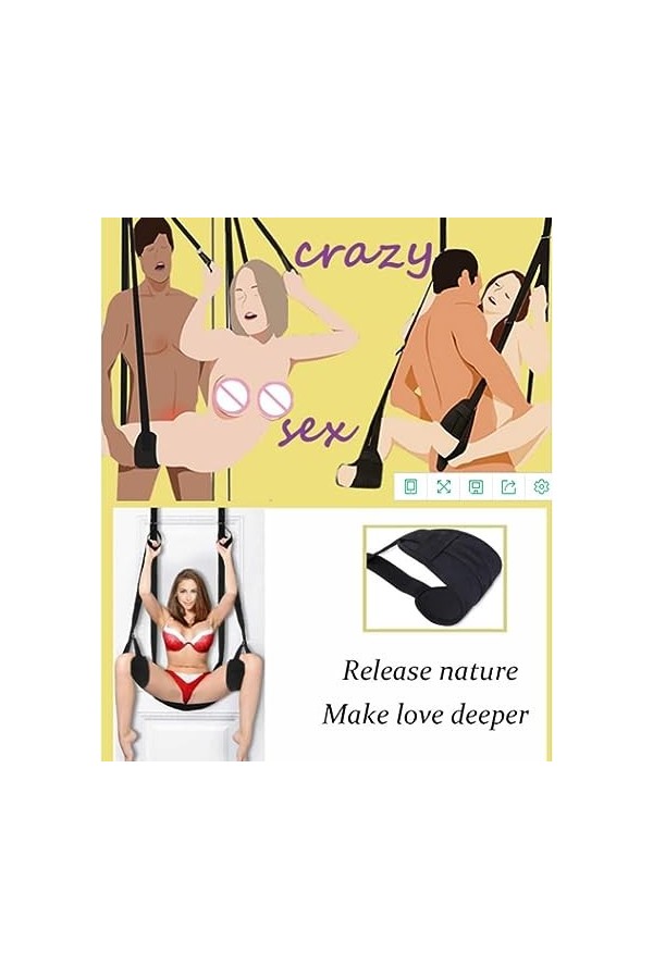 Type de Porte Sexe Mille avec siège adapté aux Couples Adultes, avec bandoulière réglable Noir 