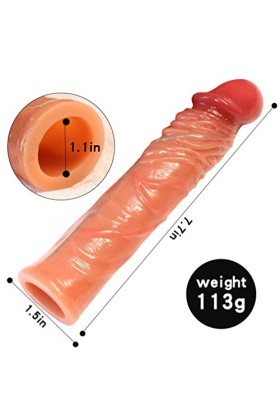 Condom Extender Gaines Pour Pénis Extenseur De PéNis Gaines Pour Pénis Manchon de Pénis Réaliste en Silicone Liquide pour hom
