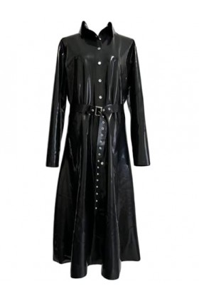 AZRLZP Vêtements en Latex Naturel, Robes pour Femmes, Jupes pour Femmes, Manteaux Coupe-Vent, Slim, Manches Longues avec Cein