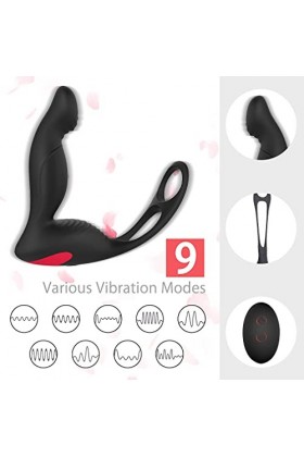 Stimulateur Prostate Homme Vibrant Stimulateur Prostate avec Anneau Penien Vibrant, Vibrateur Prostate en Silicone Masseur Vi