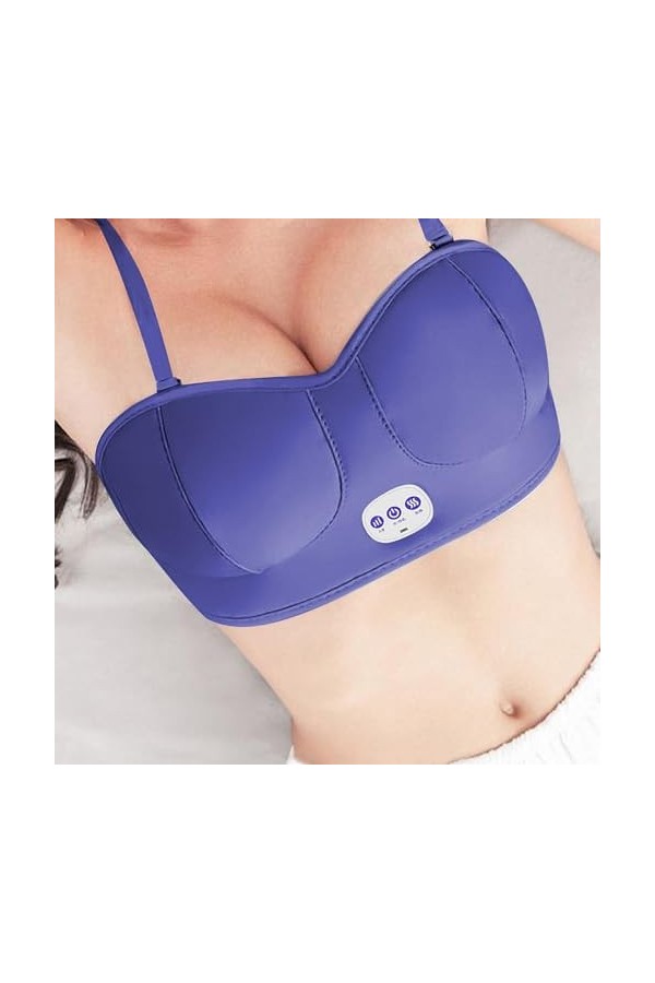 Masseur de Poitrine 3 Modes Appareil de Massage Électrique de Poitrine Vibrations Chaleur Intelligentes Soutien-Gorge de Mass