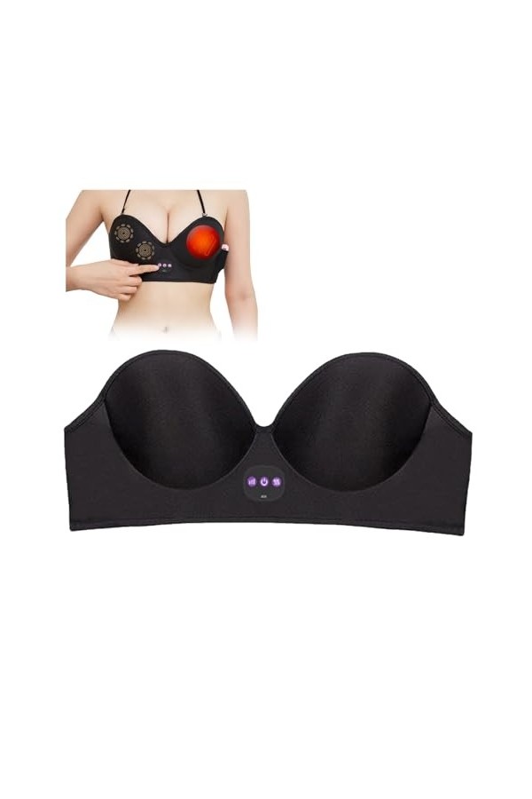 VesanA Soutien-Gorge de Massage Agrandissement des seins Soin de beauté féminin Appareil de massage des seins Liftup, Noir, t