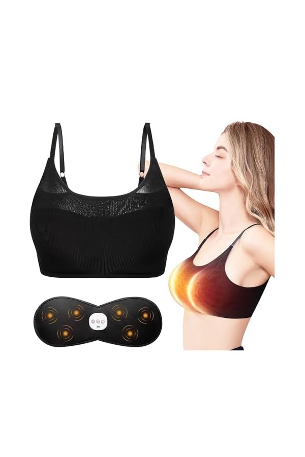 VesanA Appareil de massage électrique de la poitrine, stimulateur dagrandissement intelligent des seins, noir, taille unique
