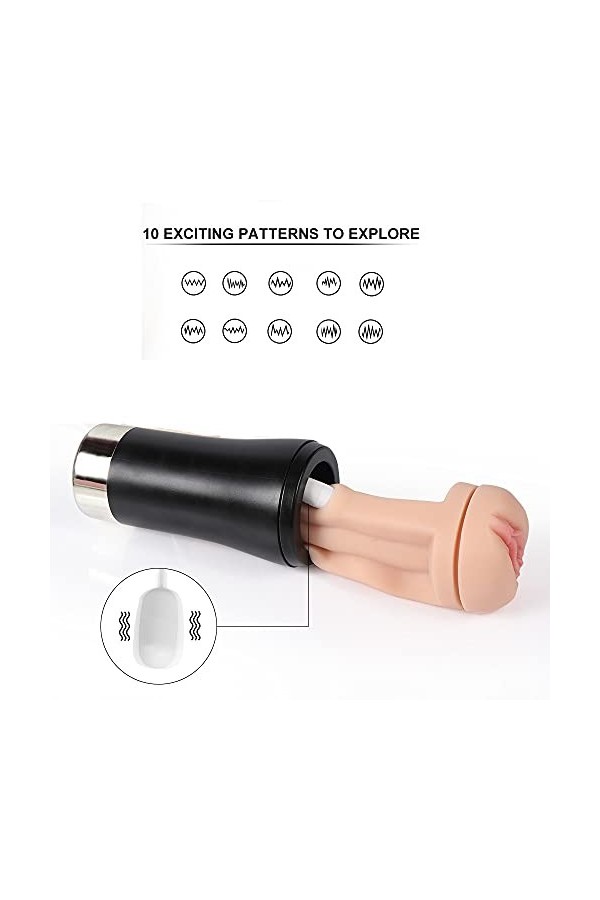 Masturbateur pour Homme Vagin et Bouche Realiste Langue Orale Bouche Sex Toy Adulte Hommes Gorge Profonde Ventouse Jouet Fe