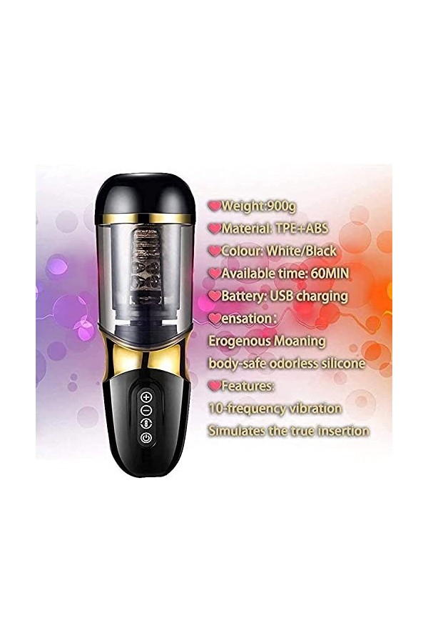 Mains Libres Manuel Cup Masturbation Jouets for Hommes, automatique Homme Va Et Vient Chauffant suceur Simulation U1Q