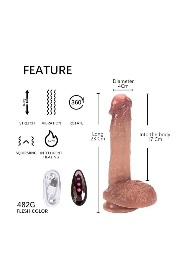 23cm ?ođes ?ibránt Femme ?ođe ?ībrò-mãssèur Telecommande à Distance Va Et Vient ?odè Reãliśtè Cháir, Silencieux Puissant ?odě