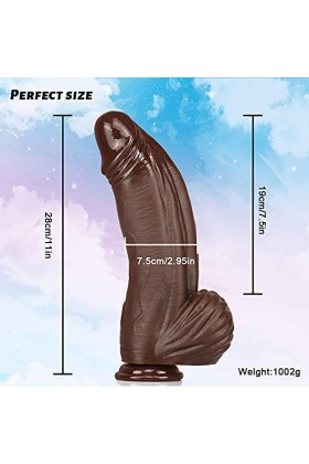 MADELL 28Cm Gros Ġodemichet Ventouse Pour Hömme Gay 7.5Cm Diamètre Ġode Ṛealiste Chair Ġodemiche Realiste Pour Fémmé Souple,P