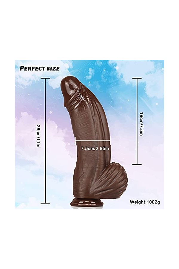 MADELL 28Cm Gros Ġodemichet Ventouse Pour Hömme Gay 7.5Cm Diamètre Ġode Ṛealiste Chair Ġodemiche Realiste Pour Fémmé Souple,P