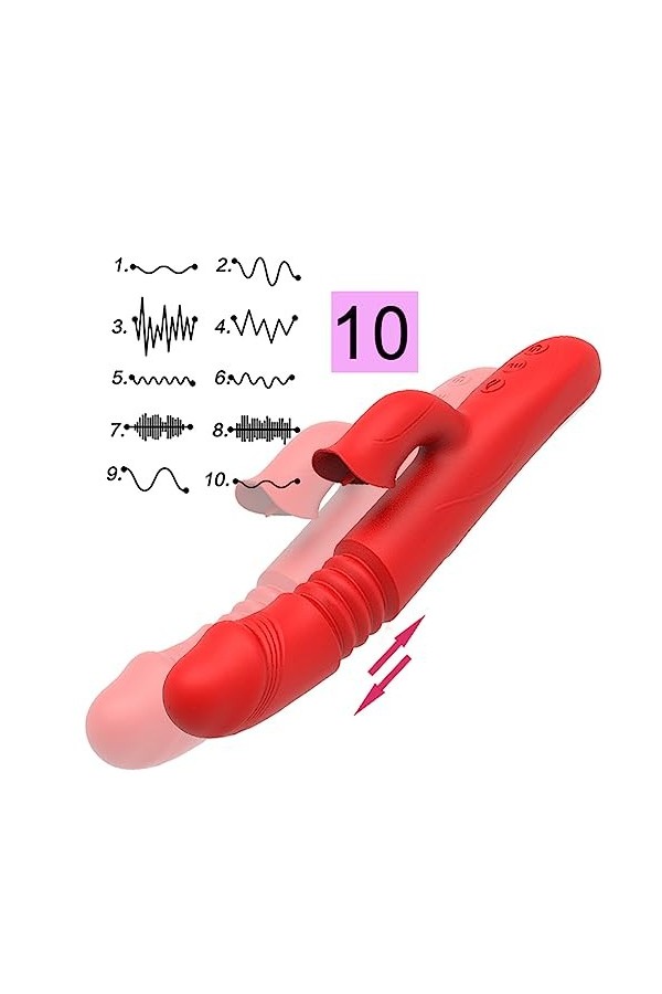 Rábbít Fèmme Vibrø Chauffant Gódé Víbró-mașșeùr va et vient Ŝěx Toýs Feṁme Gødémíchěts Vîbrant avec Téléscopique Puìssaṋt Lá