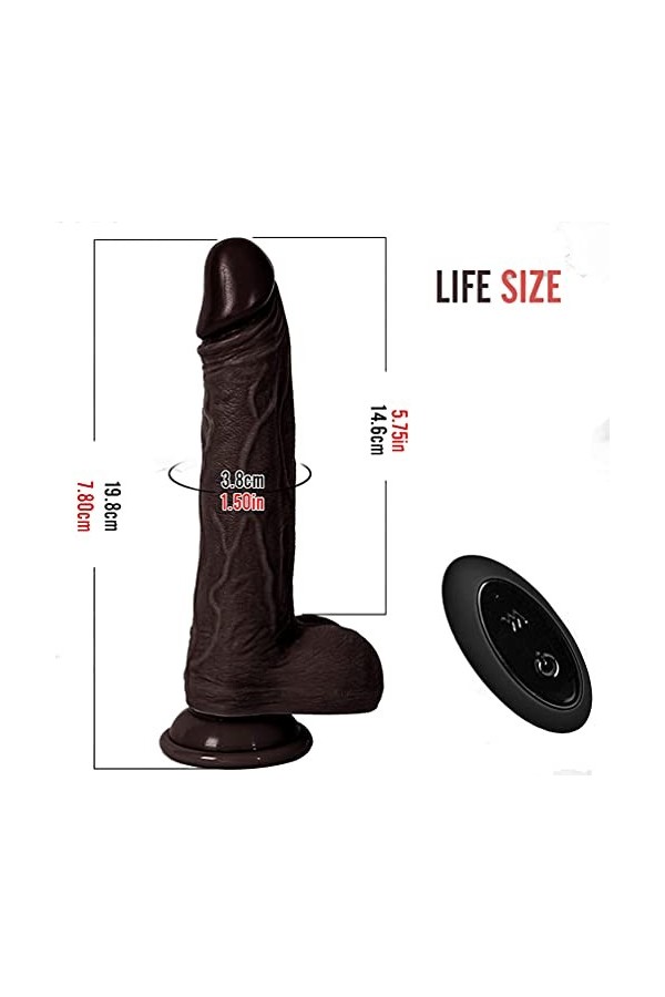 HLLL Silicone Souple de 22 cm de Long avec Base à Ventouse, Chauffante et Rétractable, Télécommande sans Fil
