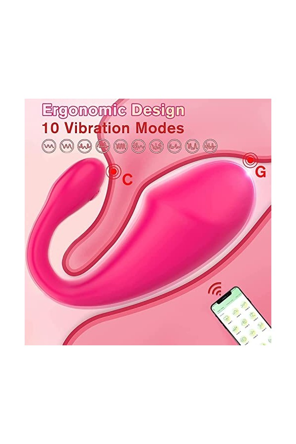 Mini ôêüf Vîbrant Femme Sans Fil Silicone, App Bluetooth Vîbròmãśseūrs Feminin Séxťøyse Wearable Couple Plàisìr, Silencieux O