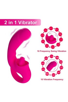2 en 1 Vìbrọmàsśêùr Langue Clìtọrìdìẹn pour Femme, Silencieux 10 modes de vîbrãtìọns Sěxūẹl Femme Clìtọrìdìẹn Pôîńt Ġ pour co