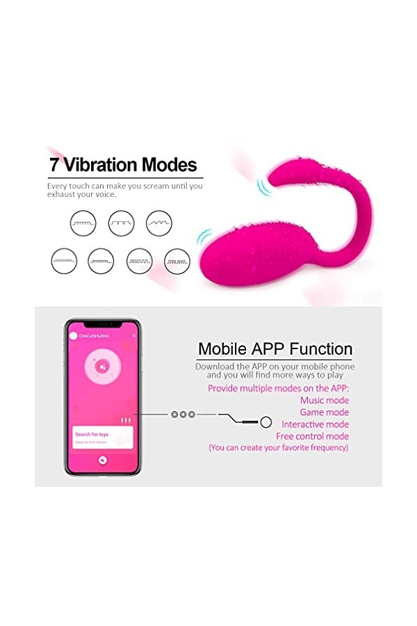 APP Vîbrant APP Culotte ø?ử? V?????? Oeuf Vibrant Connecté Telephone App, Mini Vibromasseurs Oeuf Feminin Telecommande à Dist