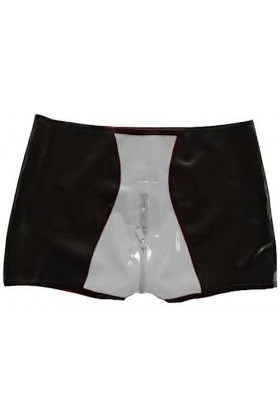 GOCTRN Pantalon en Caoutchouc Latex pour Femme, Short, Fermeture Éclair,Noir Blanc,S
