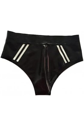 Short Triangle Sexy En Caoutchouc Latex Pour Femmes, Lingerie De Plage, De Piscine, De Fête, 0.4mm,Noir Blanc,M