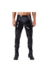 CHICTRY Homme Sissy Pantalon en Cuir Verni Wetlook Brillant Body Pantalon Ouvert Entrejambe et Fesse Vêtement de Nuit Nuisett