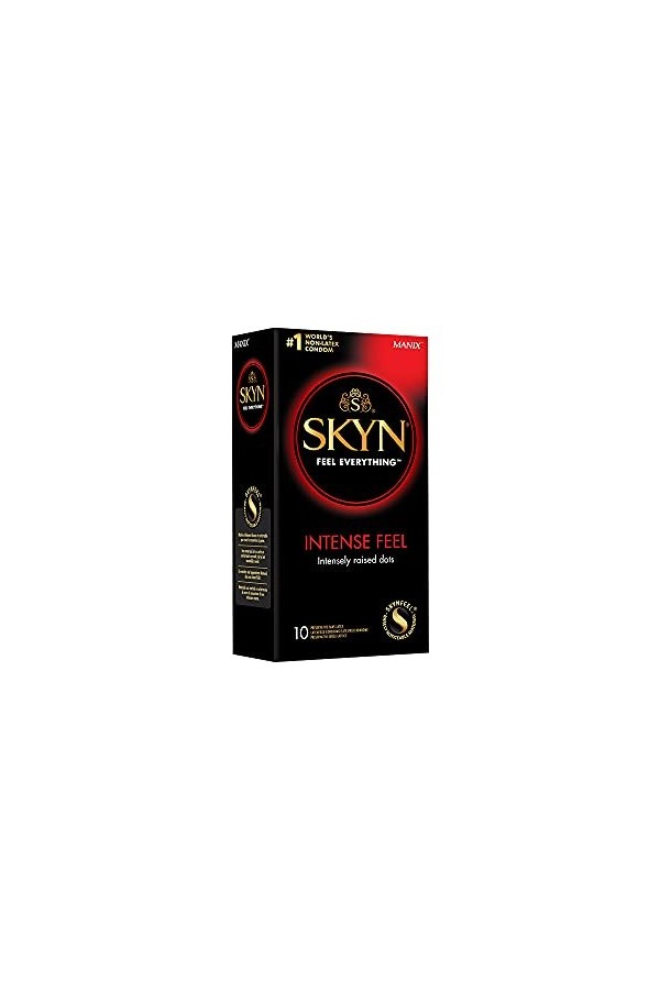 Skyn Intense Feel : Lot de 10 Préservatifs Intensément Perlés sans latex Skynfeel pour Homme / Taille Standard, Préservatifs 