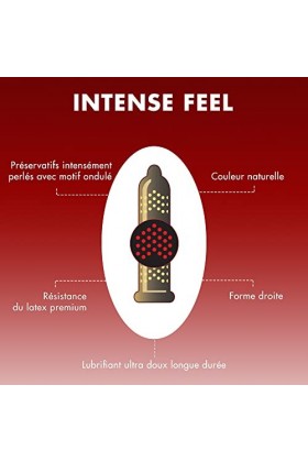 Skyn Intense Feel : Lot de 10 Préservatifs Intensément Perlés sans latex Skynfeel pour Homme / Taille Standard, Préservatifs 
