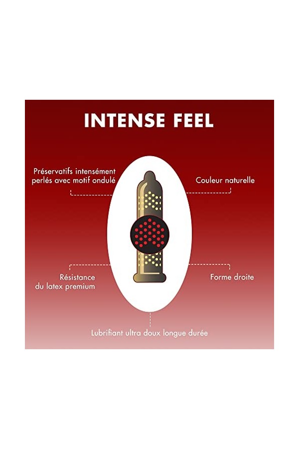 Skyn Intense Feel : Lot de 10 Préservatifs Intensément Perlés sans latex Skynfeel pour Homme / Taille Standard, Préservatifs 