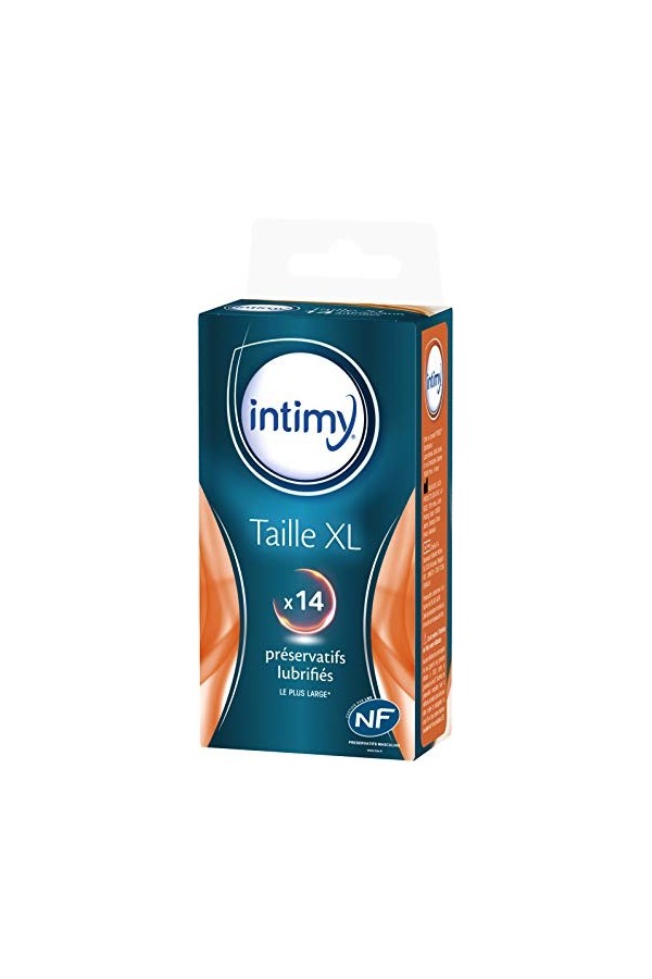 INTIMY - Préservatifs taille XL, x14 - Préservatifs Lubrifiés Avec Réservoir - Surface Lisse - Latex de Qualité Supérieure