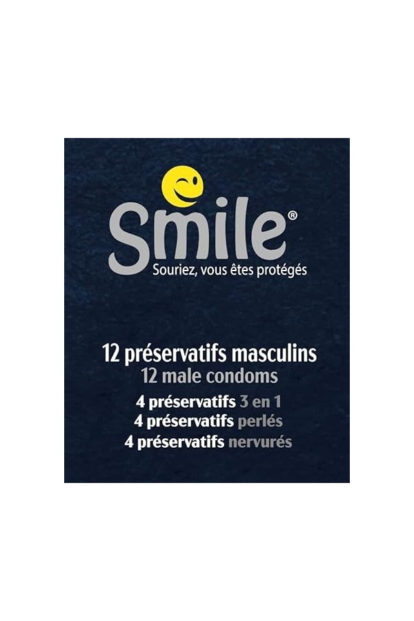 SMILE Préservatifs TECH x12 - Les Texturés pour un plaisir extrême - Boîte de 12 préservatifs masculins