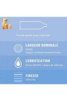 DUREX - Coffret Plaisir - 8 Préservatifs Nude XL Extra Large & 1 Gel Lubrifiant Sensitive 50ml