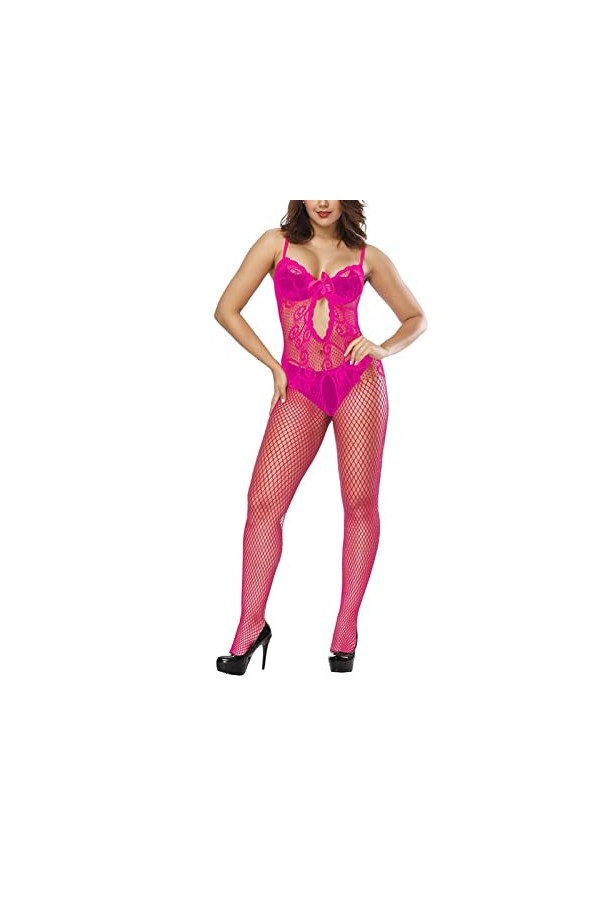 Combinaisons résille Catsuit Femmes Transparent Entrejambe Ouvert Voir à Travers Les Bas du Corps Maille Lingerie érotique Ch