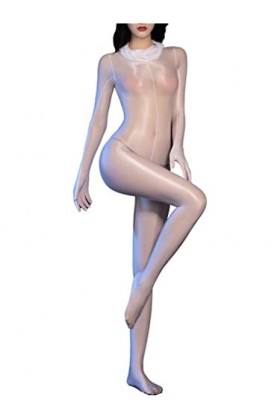 JanJean Femme Sexy Bodystocking Ouvert Entrejambe Combinaison Bodycon Bodysuit Brillant Catsuit Lingerie Nuisette Erotique Ni