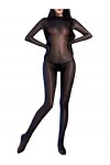 JanJean Femme Sexy Bodystocking Ouvert Entrejambe Combinaison Bodycon Bodysuit Brillant Catsuit Lingerie Nuisette Erotique Ni
