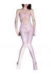 Agoky Combinaison Sexy Femme Catsuit Collant Lingerie Ouverte Entrejambe Jumpsuit Sexy Creux Bodystocking Nuisette Bodysuit T