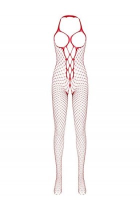 YiZYiF Combinaison Sexy Femme Résille Lingerie Ouvert Entrejambe Bodystocking Body Nylon Seins Nu Sous Vêtement de nuit Rouge
