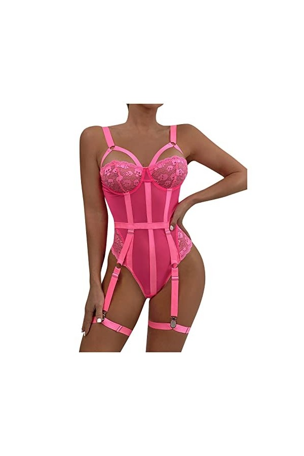 Générique Body Sexy Femme Érotique, Sous-Vêtements Une Pièce À Col En V Creuse Lingerie Ensemble Combinaison Érotique Resille