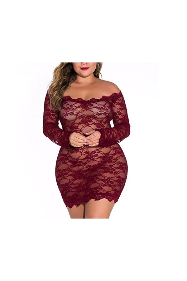 Dasongff Nuisette Sexy Femme Sensuelle Coquin Body Femme Sexy Chic Ouvert Nuisettes Transparentes en Dentelle Tanga Sexy Hot 