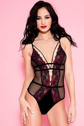 Music Legs Corps Résille à Fleurs Roses