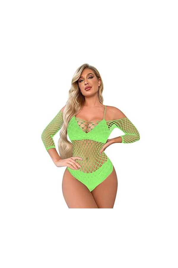 Combinaison Ouverte Sexy Femmes Lingerie Manches Longues Résille Body Sexy Mesh Teddy sous-Vêtements Vêtements Sexy pour