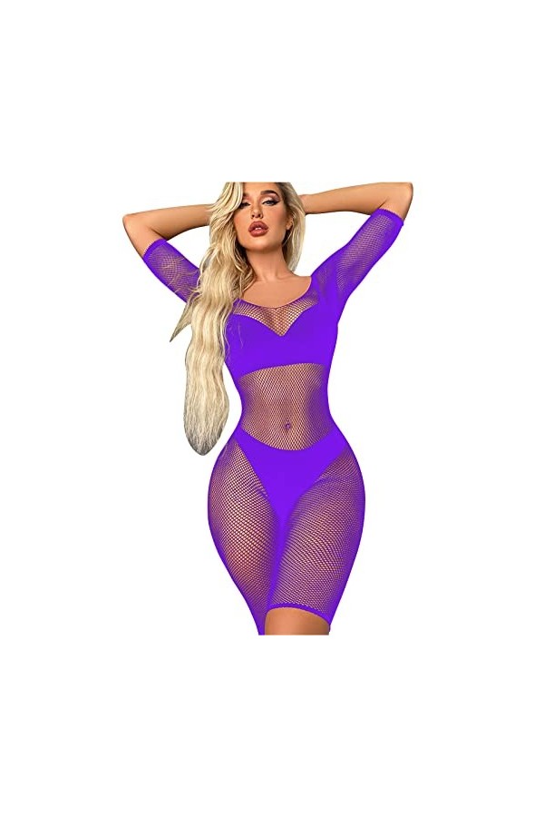 Gelb&Schwarz Lingerie Latex Homme Femmes Lingerie Résille Body Sexy Mesh Teddy sous-Vêtements Green, One Size 