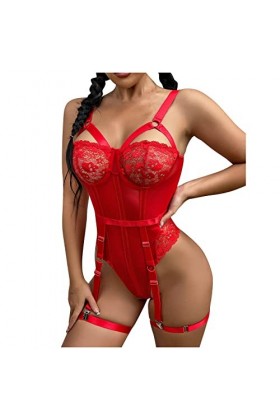 Générique Body Sexy Femme Érotique, Sous-Vêtements Une Pièce À Col En V Creuse Lingerie Ensemble Combinaison Érotique Resille