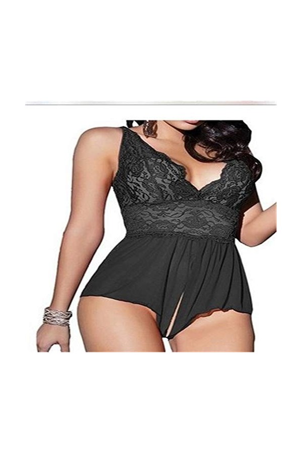 XPIT Femmes Sexy Lingerie Silk Dentelle Mesh sans Manches Solide Nuit Sleep Heightwear Bodysuits Sexe Costume Voir Color : M